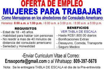 Oferta de empleos solo sexo femenino