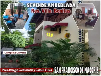 Vendo villa 3 niveles amueblada san francisco de macoris res. villa bo