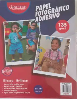 Papel adhesivo fotografico 135gr  paq. de 20 hojas par impresora de ti