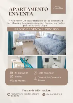 Apartamento de 2 habitaciones en venta en juan dolio.