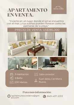 Apartamento de 2 habitaciones en venta en juan dolio.