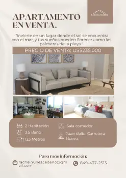 Apartamento de 2 habitaciones en venta en juan dolio.