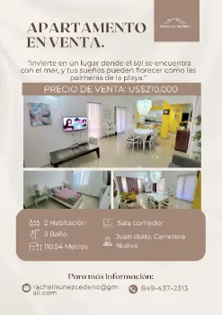 Apartamento de 2 habitaciones en venta en juan dolio.