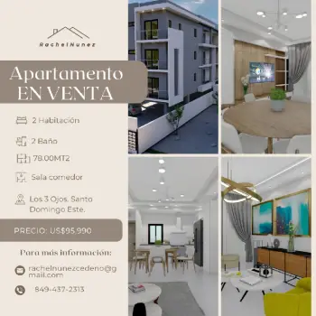 Apartamento de 2 habitaciones en venta en los 3 ojos.