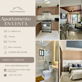 Apartamento de 2 habitaciones en venta en la charles de gaulle.