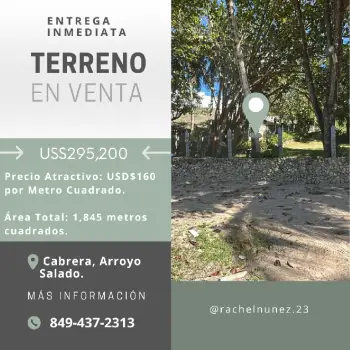 Terreno en venta en cabrera arroyo salado.