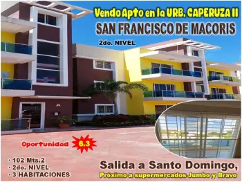 Vendo apto  3 habs.  2do. nivel san fco macoris urb. caperuza ii salid