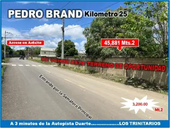 Vendo 45881 mts.2 terreno en pedro brand  a 3 minutos de la  autopista