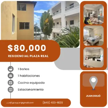 Apartamento en segunda línea de playa en plaza real residencial juan d