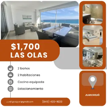 Alquilo apartamento amueblado frente a la playa en las olas