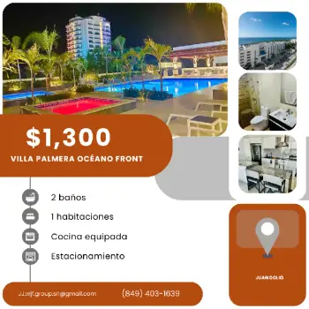 Alquilo apartamento amueblado en villa palmera océano front
