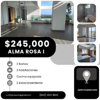 Vendo lujosos apartamentos y penthouses en alma rosa i