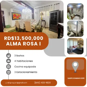 Amplia y acogedora casa de dos niveles en alma rosa i