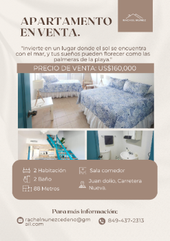 Apartamento de 2 habitaciones en venta en juan dolio.