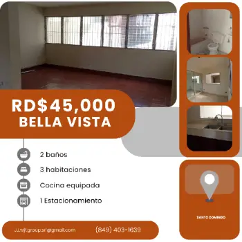 Alquilo apartamento clásico en bella vista
