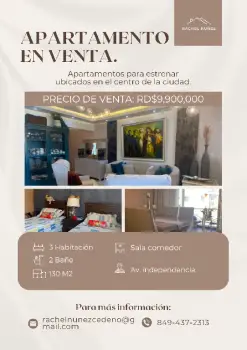 Apartamento de 3 habitaciones en venta en la av. independencia.