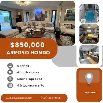 Vendo majestuosa casa en arroyo hondo viejo