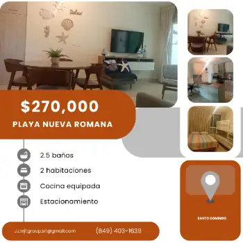 Vendo elegante apartamento ubicado en primera línea de playa en la ens