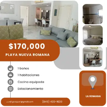 Apartamento con vista a la piscina en residencial las olas