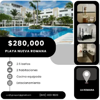 Hermoso penthouse con vista a la piscina en residencial las olas