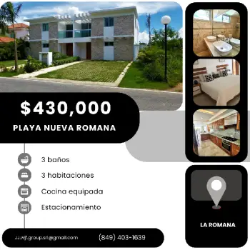 Vendo villa concepto dúplex cerca del grand bahía príncipe en marina a