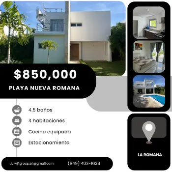 Elegante y majestuosa  en playa nueva romana