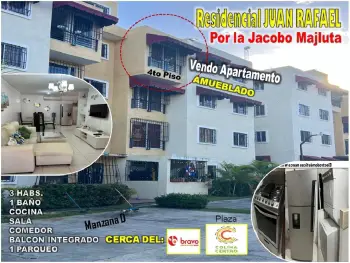 Oferta… apto amueblado en res. juan rafael 3 habs. por la jacobo  prox