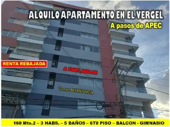 Alquilo apto 3 habs.  rebajado  en torre monarca ens. el vergel 6to pi