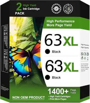Cartucho de tinta negra 63xl compatible para hp – pack de 2 unidades