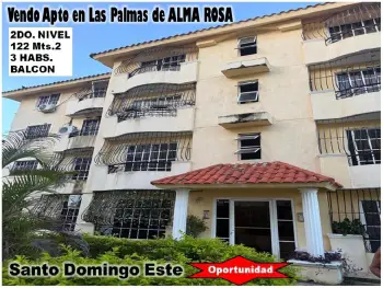 Vendo excelente apto en  palmas de alma rosa 3 habs. 122 mts.2 2do niv