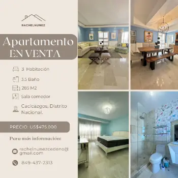 Apartamento de 3 habitaciones en venta en los cacicazgos.