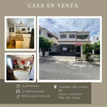 Casa residencial en mirador del oeste - santo domingo d.n.