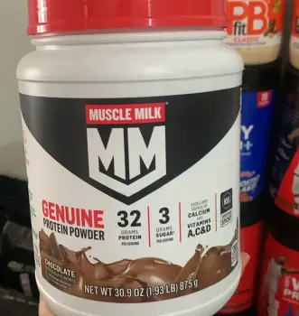 Proteína muscle milk chocolate 1.93 lib 24 serv 32grs de proteína