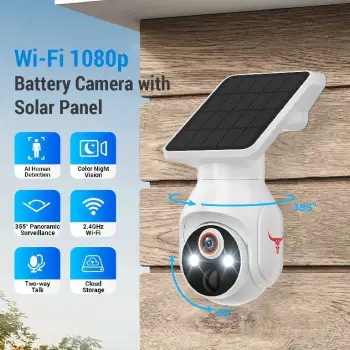 cámara de seguridad 1080p solar inalámbrica recargable detección huma