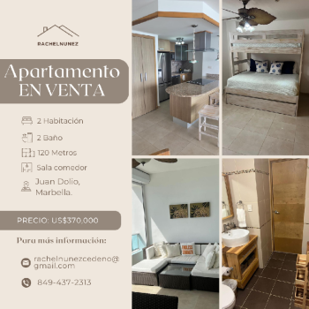 Apartamento de 2 habitaciones en venta en juan dolio.