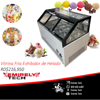 Vitrina fria freezer exhibidor para helado duro cremoso