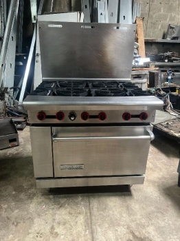 Estufa industrial american range de 6 quemadores  horno