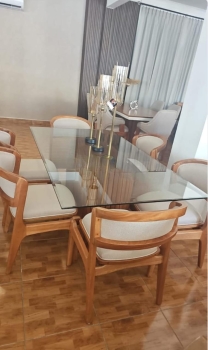 Juego de comedor en caoba de 6 sillas moderno