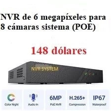 Nvr full hd de 6 megapíxeles para 8 cámaras ip