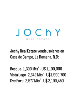 Jochy real estate vende solares en casa de campo la romana r.d