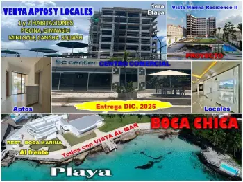 Proyecto aptos  todos con vista al mar  en boca chica playa al frente