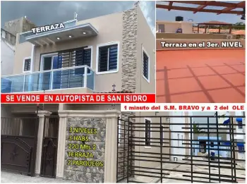 Vendo casa 3 niveles en la autopista de san isidro a pasos del s.m. br