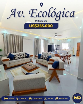 ???? se vende casa totalmente amueblada – av. ecolÓgica santo domingo