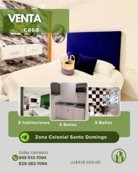 Preciosa casa amueblada en la zona colonial