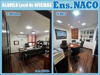 Local de oficinas en alquiler ens. naco 3 oficinas recepcion 74 mts.2