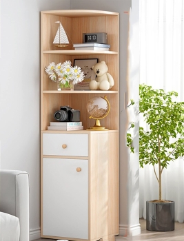 Estante librero madera con puertas y cajón