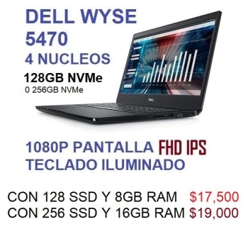 Laptop dell wyse 5470 14 pg. 4 nucleos 128gb ssd 8gb ddr4 teclado ilum