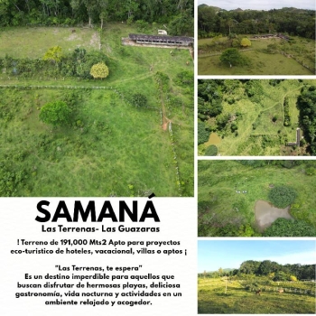 Venta de terreno de 191000 mts2 en las terrenas