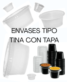 Envases tipo tina con tapa de 123 y 4 oz