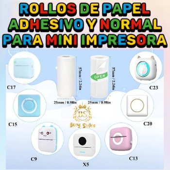 Papel adhesivo y normal para mini impresora tÉrmica - rollos de papel